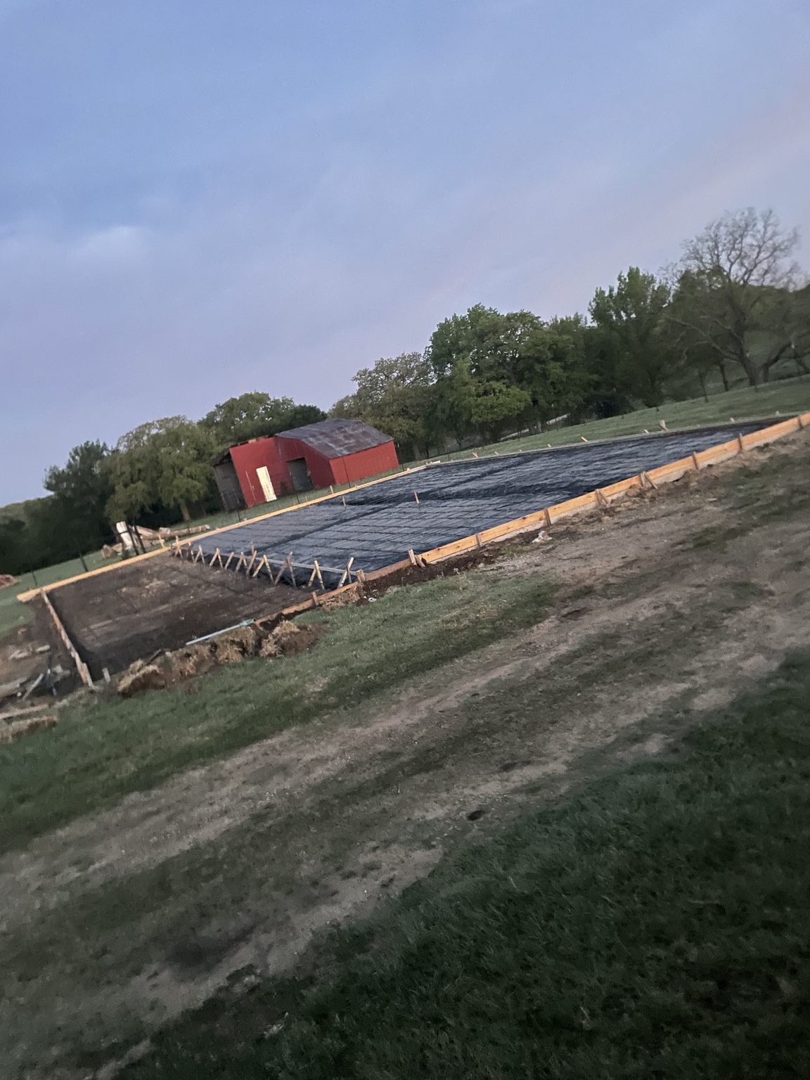 Large foundation area prepared for concrete